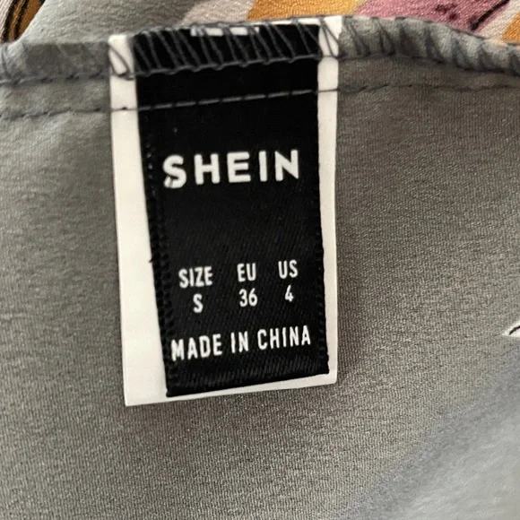 SHEIN floral dress lightweight flowy gray size small - Picture 3 of 3